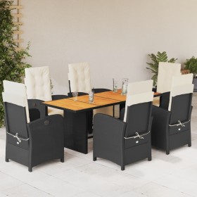 7-teiliges Garten-Essset und schwarze Kissen aus synthetischem Rattan von , Gartensets - Ref: Foro24-3212502, Preis: 978,99 €...