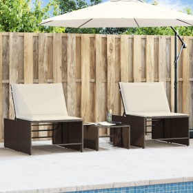 Sun loungers with table 2 units brown synthetic rattan by , Loungers - Ref: Foro24-368423, Price: 180,99 €, Discount: %