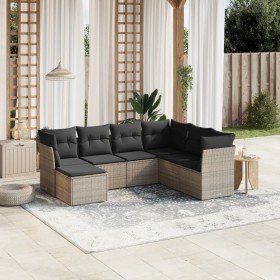 7-piece garden sofa set with gray PE rattan cushions by , Garden sets - Ref: Foro24-3263216, Price: 451,21 €, Discount: %