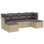 Gartensofa-Set mit beigem Kissenmix, 6-teilig, PE-Rattan von , Gartensets - Ref: Foro24-3263235, Preis: 362,44 €, Rabatt: %