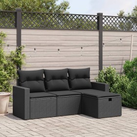 4-teilige Gartensofagarnitur mit schwarzen synthetischen Rattankissen von , Gartensets - Ref: Foro24-3263441, Preis: 244,08 €...