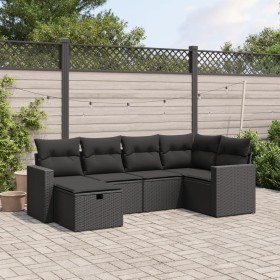 6-teiliges Gartensofa-Set und schwarze synthetische Rattankissen von , Gartensets - Ref: Foro24-3263481, Preis: 356,99 €, Rab...