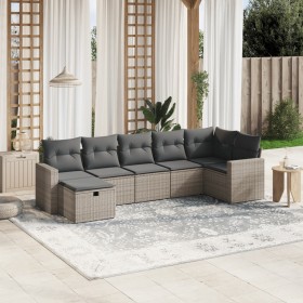 7-teiliges Gartensofa-Set mit grauen PE-Rattan-Kissen von , Gartensets - Ref: Foro24-3263506, Preis: 485,54 €, Rabatt: %