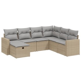 Gartensofa-Set mit beigem Kissenmix, 7-teilig aus PE-Rattan von , Gartensets - Ref: Foro24-3263525, Preis: 482,44 €, Rabatt: %