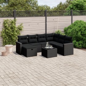 8-teiliges Gartensofa-Set und schwarze synthetische Rattankissen von , Gartensets - Ref: Foro24-3263531, Preis: 503,87 €, Rab...