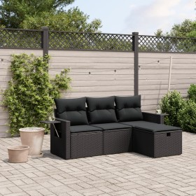 4-teilige Gartensofagarnitur mit schwarzen synthetischen Rattankissen von , Gartensets - Ref: Foro24-3263751, Preis: 278,58 €...