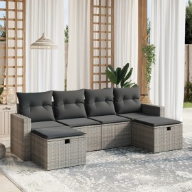 6-piece garden furniture set and gray synthetic rattan cushions by , Garden sets - Ref: Foro24-3263546, Price: 387,61 €, Disc...