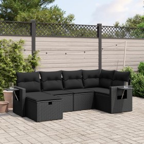 6-teiliges Gartensofa-Set und schwarze synthetische Rattankissen von , Gartensets - Ref: Foro24-3263791, Preis: 389,47 €, Rab...