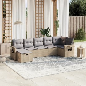 Gartensofa-Set mit beigem Kissenmix, 7-teilig aus PE-Rattan von , Gartensets - Ref: Foro24-3263815, Preis: 484,36 €, Rabatt: %