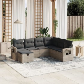 7-piece garden sofa set with gray PE rattan cushions by , Garden sets - Ref: Foro24-3263836, Price: 498,36 €, Discount: %