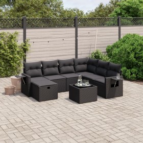 8-teiliges Gartensofa-Set und schwarze synthetische Rattankissen von , Gartensets - Ref: Foro24-3263841, Preis: 534,24 €, Rab...