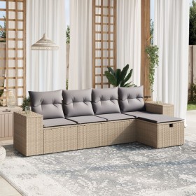 Gartensofa-Set mit beigem Kissenmix, 5-teilig aus PE-Rattan von , Gartensets - Ref: Foro24-3264395, Preis: 351,64 €, Rabatt: %