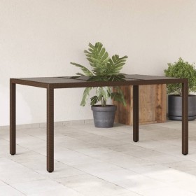 Garden table glass surface PE rattan brown 150x90x75cm by , Garden tables - Ref: Foro24-365534, Price: 188,99 €, Discount: %