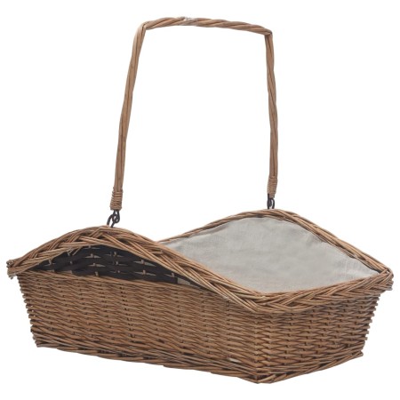 Cesta para leña con asas sauce marrón 61,5x46,5x58 cm de vidaXL, Bolsas y soportes de leña - Ref: Foro24-286989, Precio: 51,6...