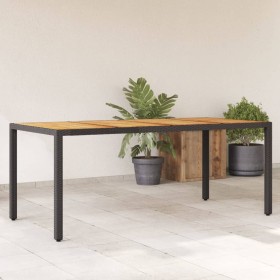 Garden table black rattan acacia wood surface 190x90x75cm by , Garden tables - Ref: Foro24-365541, Price: 218,34 €, Discount: %