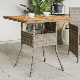 Garden table gray PE rattan wooden surface 80x80x75 cm by , Garden tables - Ref: Foro24-365520, Price: 96,68 €, Discount: %