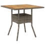 Garden table gray PE rattan wooden surface 80x80x75 cm by , Garden tables - Ref: Foro24-365520, Price: 96,68 €, Discount: %