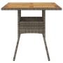 Garden table gray PE rattan wooden surface 80x80x75 cm by , Garden tables - Ref: Foro24-365520, Price: 96,68 €, Discount: %