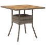 Garden table gray PE rattan wooden surface 80x80x75 cm by , Garden tables - Ref: Foro24-365520, Price: 96,68 €, Discount: %