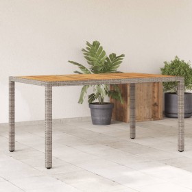 Garden table surface acacia wood rattan gray 150x90x75cm by , Garden tables - Ref: Foro24-365536, Price: 187,14 €, Discount: %