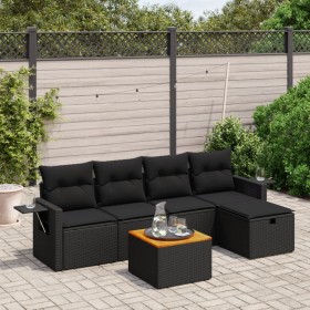 6-teiliges Gartensofa-Set und schwarze synthetische Rattankissen von , Gartensets - Ref: Foro24-3264940, Preis: 370,99 €, Rab...