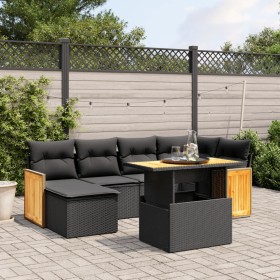 7-teiliges Garten-Essset und schwarze Kissen aus synthetischem Rattan von , Gartensets - Ref: Foro24-3274058, Preis: 465,96 €...