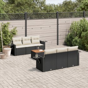 7-teiliges Garten-Essset und schwarze Kissen aus synthetischem Rattan von , Modulare Sofas für den Außenbereich - Ref: Foro24...