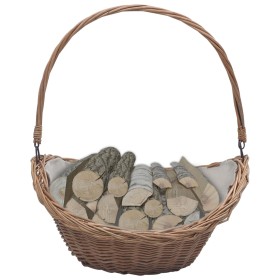 Cesta para leña con asas sauce marrón 57x46,5x52 cm de vidaXL, Bolsas y soportes de leña - Ref: Foro24-286987, Precio: 48,58 ...