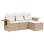 Gartensofa-Set mit Kissen, 4-teilig, beiges synthetisches Rattan von , Gartensets - Ref: Foro24-3226744, Preis: 372,44 €, Rab...