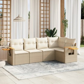 Garden sofa set with cushions 5 pieces beige synthetic rattan by , Garden sets - Ref: Foro24-3226786, Price: 521,01 €, Discou...