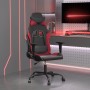 Silla gaming de masaje cuero sintético negro y rojo vino tinto de , Sillones para videojuegos - Ref: Foro24-345406, Precio: 1...