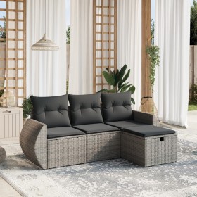 4-piece garden sofa set and gray synthetic rattan cushions by , Garden sets - Ref: Foro24-3264066, Price: 292,99 €, Discount: %