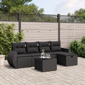 6-teiliges Gartensofa-Set und schwarze synthetische Rattankissen von , Gartensets - Ref: Foro24-3264091, Preis: 391,80 €, Rab...