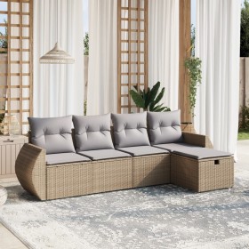 Gartensofa-Set mit beigem Kissenmix, 5-teilig aus PE-Rattan von , Gartensets - Ref: Foro24-3264085, Preis: 351,19 €, Rabatt: %