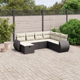 7-teiliges Garten-Essset und schwarze Kissen aus synthetischem Rattan von , Gartensets - Ref: Foro24-3264142, Preis: 489,99 €...