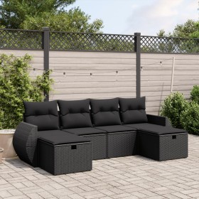 6-piece garden sofa set and black synthetic rattan cushions by , Garden sets - Ref: Foro24-3264161, Price: 379,24 €, Discount: %