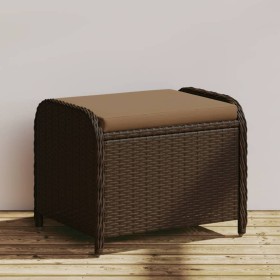 Garden stool with brown synthetic rattan cushion 58x46x46 cm by , Outdoor ottomans - Ref: Foro24-365735, Price: 66,99 €, Disc...