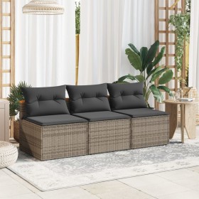 Garden sofa without armrests 2 pcs with gray PE rattan cushions by , Outdoor sofas - Ref: Foro24-365833, Price: 157,84 €, Dis...