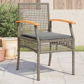 Garden chairs with cushion 4 pcs gray PE rattan and acacia wood by , Garden chairs - Ref: Foro24-366252, Price: 226,99 €, Dis...