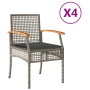 Garden chairs with cushion 4 pcs gray PE rattan and acacia wood by , Garden chairs - Ref: Foro24-366252, Price: 226,57 €, Dis...