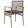 Garden chairs with cushion 4 pcs gray PE rattan and acacia wood by , Garden chairs - Ref: Foro24-366252, Price: 226,57 €, Dis...