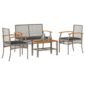 4-teiliges Gartenmöbel-Set und graue synthetische Rattankissen von , Gartensets - Ref: Foro24-366267, Preis: 226,94 €, Rabatt: %