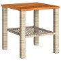 Garden table synthetic rattan beige acacia wood 40x40x42 cm by , Garden tables - Ref: Foro24-366265, Price: 48,41 €, Discount: %