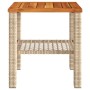 Garden table synthetic rattan beige acacia wood 40x40x42 cm by , Garden tables - Ref: Foro24-366265, Price: 48,41 €, Discount: %