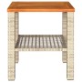 Garden table synthetic rattan beige acacia wood 40x40x42 cm by , Garden tables - Ref: Foro24-366265, Price: 48,41 €, Discount: %