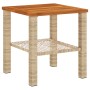 Garden table synthetic rattan beige acacia wood 40x40x42 cm by , Garden tables - Ref: Foro24-366265, Price: 48,41 €, Discount: %