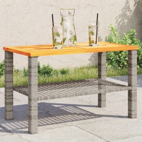 Garden table synthetic rattan gray acacia wood 70x38x42 cm by , Garden tables - Ref: Foro24-366271, Price: 72,25 €, Discount: %