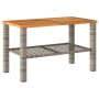 Garden table synthetic rattan gray acacia wood 70x38x42 cm by , Garden tables - Ref: Foro24-366271, Price: 72,25 €, Discount: %