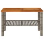 Garden table synthetic rattan gray acacia wood 70x38x42 cm by , Garden tables - Ref: Foro24-366271, Price: 72,25 €, Discount: %