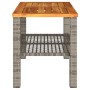 Garden table synthetic rattan gray acacia wood 70x38x42 cm by , Garden tables - Ref: Foro24-366271, Price: 72,25 €, Discount: %